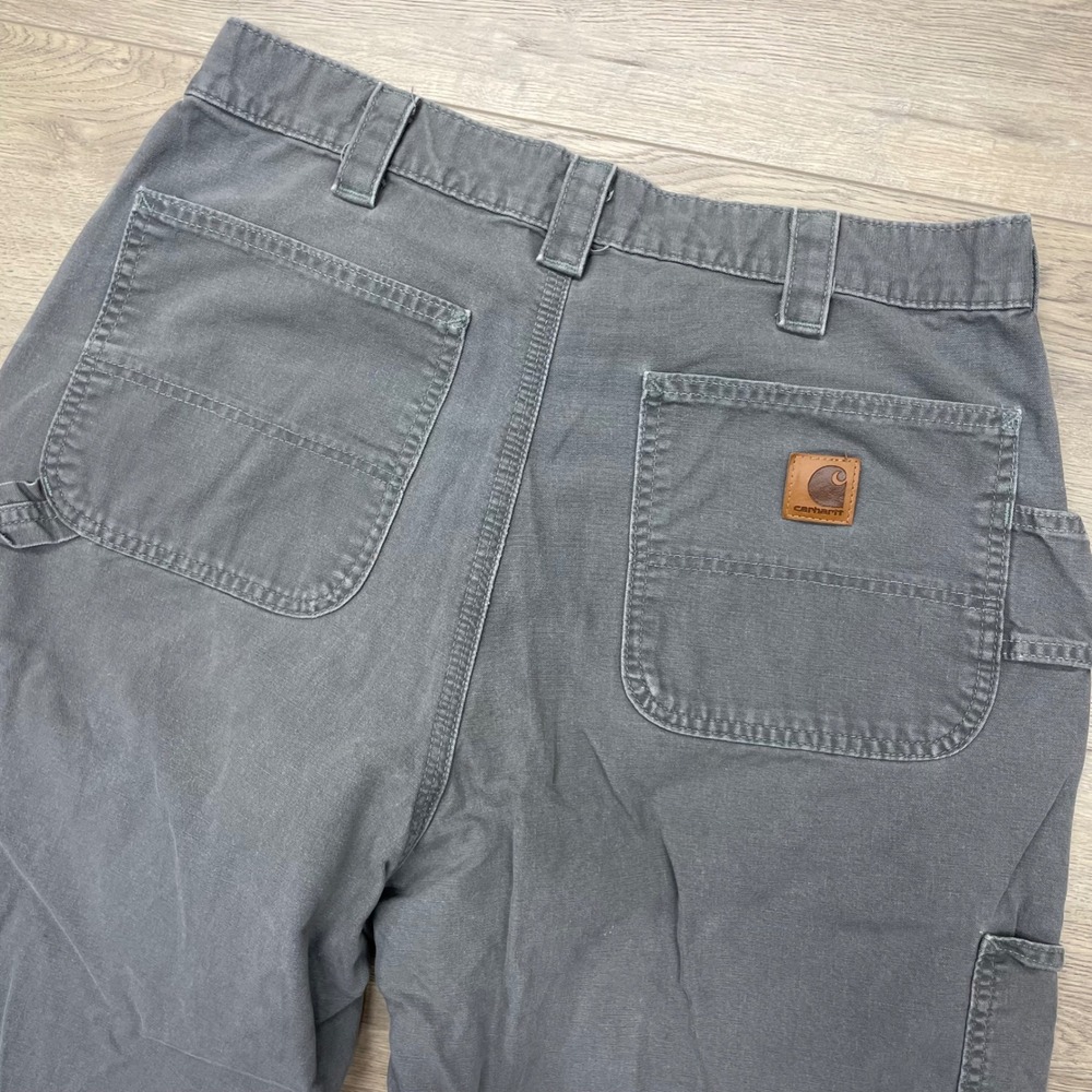 Carhartt B151 FAT Pants Mens 34x36 Gray Loose Original Fit Canvas Carpenter